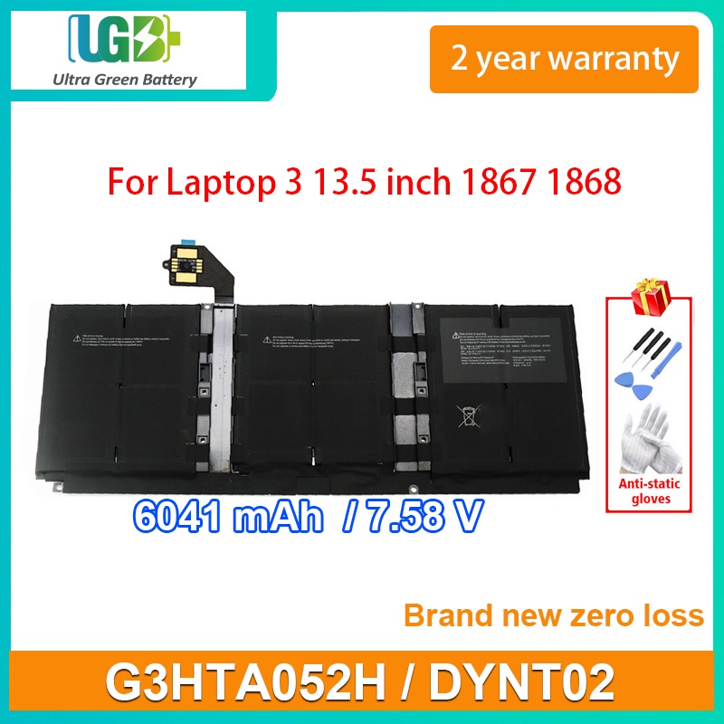 Original G3HTA052H DYNT02แบตเตอรี่สำหรับ Microsoft Surface 3 13.5นิ้ว1867 1868 7.58V 6041MAh 45.8Wh