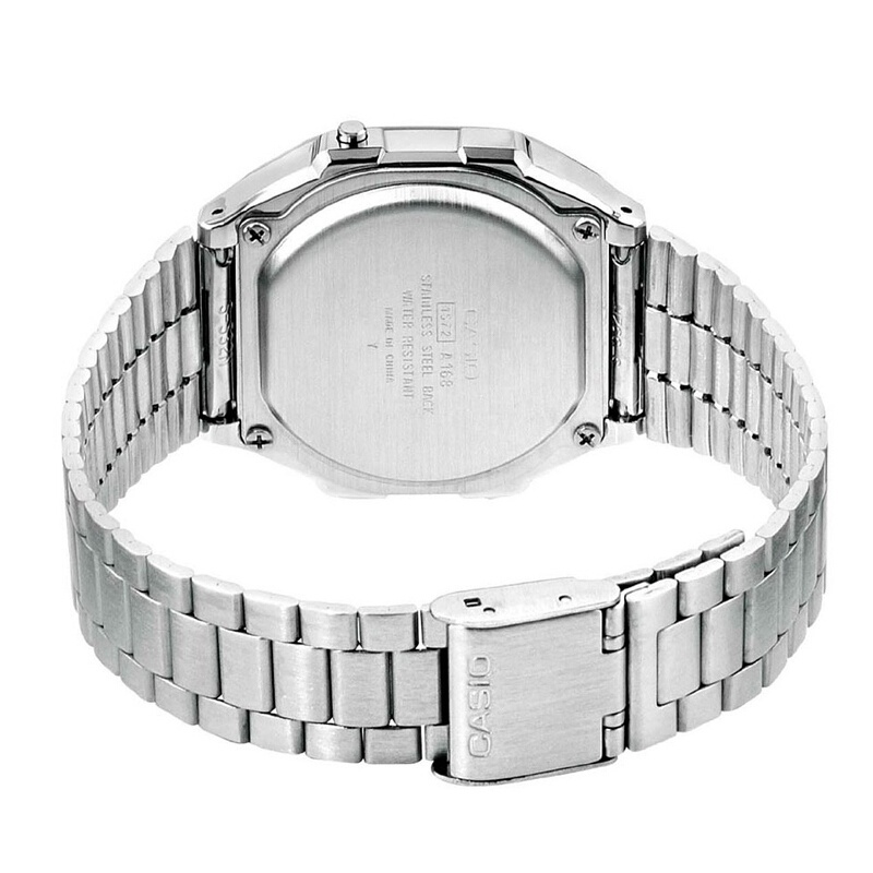 （สิงค้าขายดี) นาฬิกาข้อมือผู้ชายคาสิโอ ดิจิตอล Casio Digital สายสแตนเลส รุ่น A158WA-1DF - สีเงิน, A-158WA, A158WA, A158