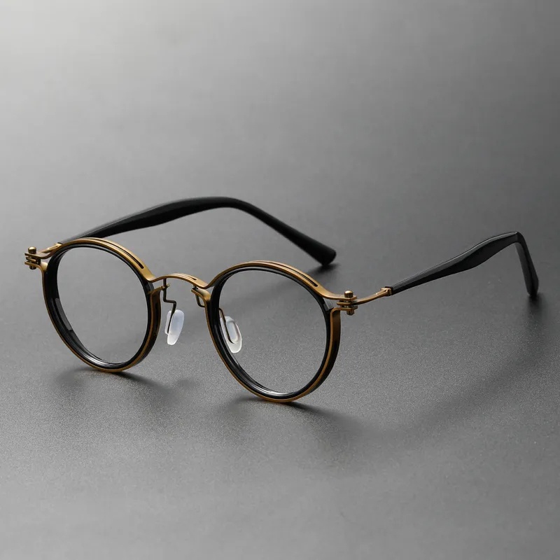 แฟชั ่ นรอบแว ่ นตากรอบผู ้ ชายผู ้ หญิง Acetate ไทเทเนียมแว ่ นตากรอบ Vintage Handmade แว ่ นตา TR2203