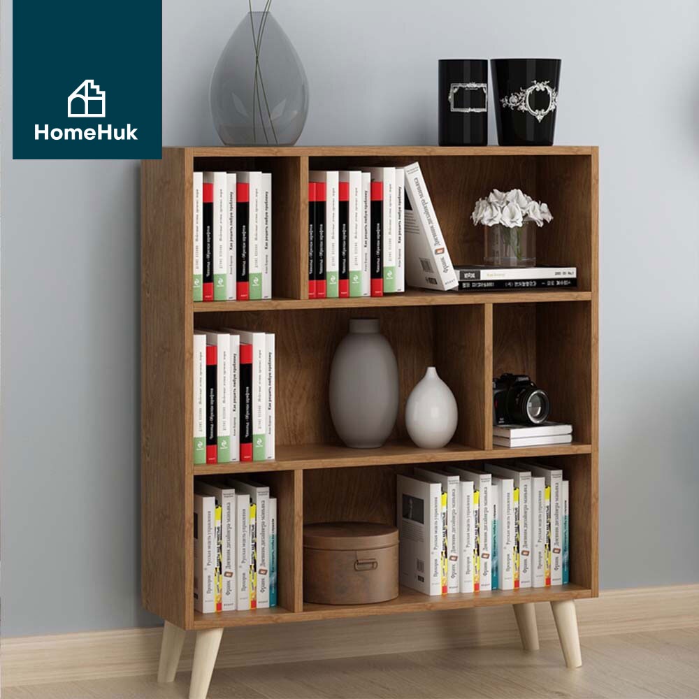 HomeHuk ชั้นวางของไม้ 6 ช่อง รุ่น Bookshelf