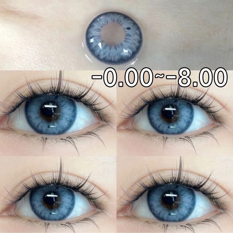 {เกรด -0.75~-8.00} Uyaai คอนแทคเลนส์ แบบนิ่ม สีฟ้า 14.2 มม. 2 ชิ้น ต่อคู่