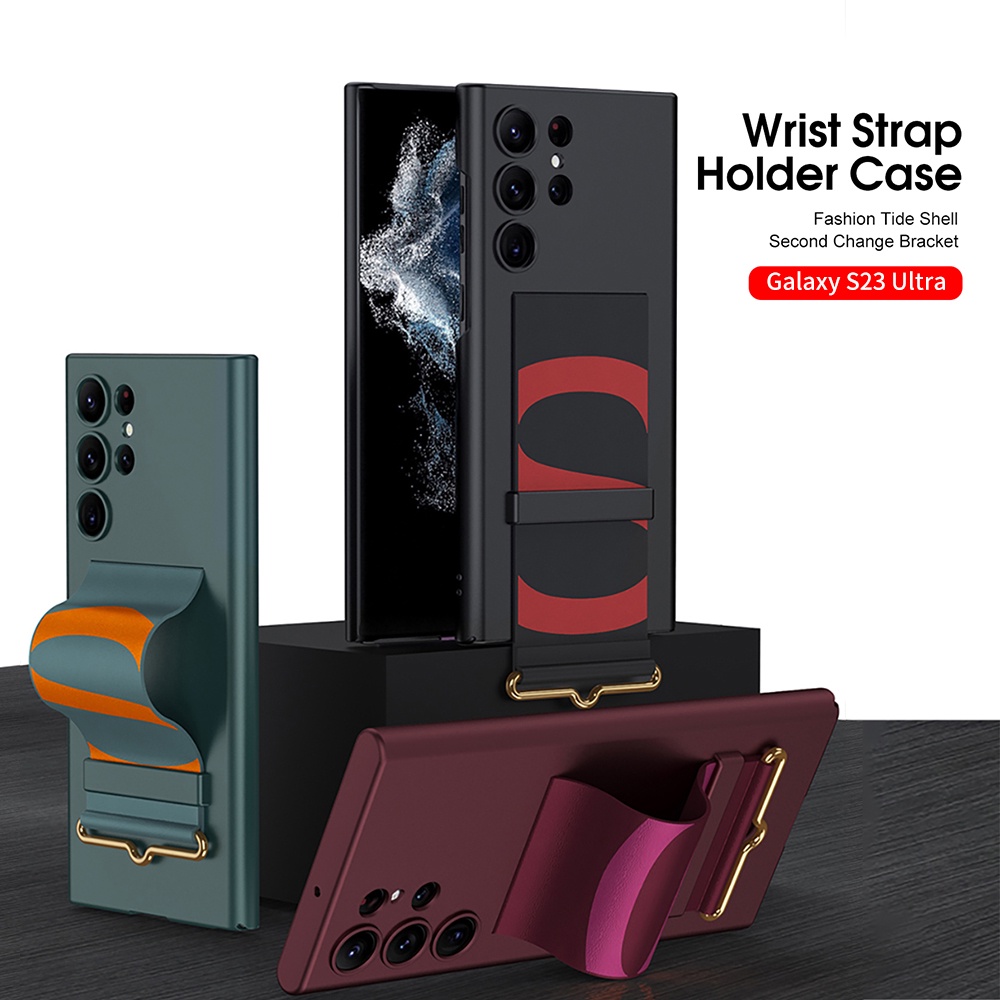 สายรัดข้อมือกันกระแทกสําหรับ Samsung Galaxy S23 S24 Ultra Case Elegant ป้องกัน Hand Hold Cover