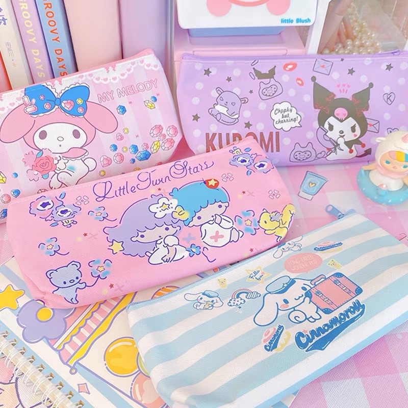 กระเป๋าเครื่องเขียน กระเป๋าดินสอ หนัง PU ขนาดใหญ่ จุของได้เยอะ ลายการ์ตูนลูกสุนัขน่ารัก แบบสร้างสรรค์ เหมาะกับของขวัญ