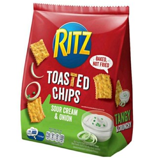 ริทซ์ แครกเกอร์อบกรอบรสซาวครีมหัวหอม Ritz Toasted Chips Sour Cream &amp; Onion Cracker 229g.