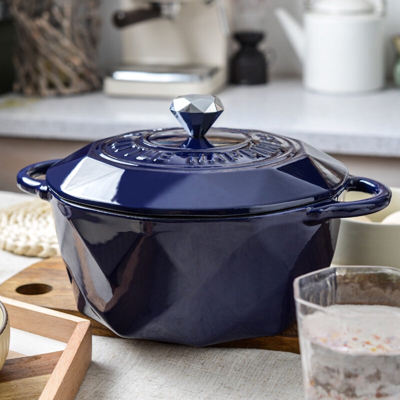 Beautiful 6QT Enamel Dutch Oven, Grey Smoke by Drew Barrymore