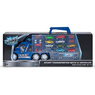 Speed City Stunt Transporter with 11 vehicles Blue ToysRUs (930291)