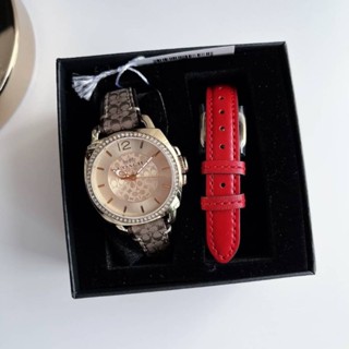 นาฬิกาข้อมือ set มีสาย 2เส้น
NEW Coach Womens 14500091 BOYFRIEND Signature Brown Gold Tone Watch.