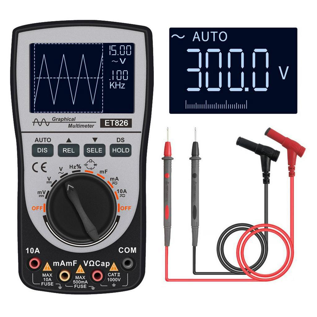⚡AM⚡ดิจิตอลมัลติมิเตอร์ ET826 Digital Multimeter Auto Range Backlight DC/AC Voltage Current Meter