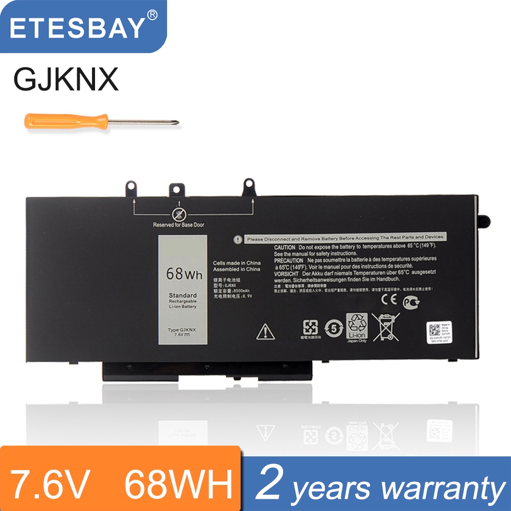ETESBAY GJKNX 7.6V แบตเตอรี่แล็ปท็อป68WH สำหรับ Dell Latitude 5480 5580 5490 5590 Series สำหรับ DELL