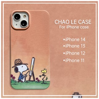 เคส iPhone กันกระแทกสำหรับ iPhone 14 Pro 13 Pro Max Hard Shell iPhone 12 Pro 11 จิตรกรการ์ตูน Snoopy น่ารักพิมพ์เคสโทรศัพท์