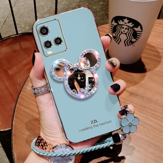 เคสโทรศัพท์สําหรับ VIVO Y21 Y21S Y21T Y21A Y33S Y33T T1X มือถือแบบนิ่ม กันกระแทก ลายการ์ตูน พร้อมกระจก หรูหรา