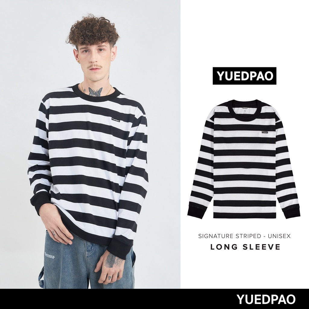 Yuedpao No.1 เสื้อยืด Signature Longsleeve ผ้าหนาทรงสวย ยับยากรีดง่าย รับประกันไม่ย้วย 2 ปี เสื้อยืดแขนยาว Stripe