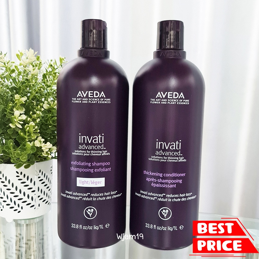 ◐✚(แชมพู/ครีมนวด) ลดผมขาดหลุดร่วง AVEDA Invati Advanced Exfoliating Light Shampoo / thickening Conditioner 1000 ml. ของแ