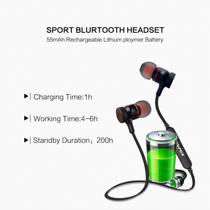 Awei A920BL หูฟังบลูทูธไร้สาย ฟังก์ชั่นแม่เหล็ก Bluetooth Earphone แฮนด์ฟรี ไมโครโฟนในตัว