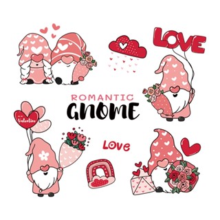 Romantic Gnome Iron On Patches แผ่นสติกเกอร์ความร้อน พิมพ์ลาย สําหรับรีดติดเสื้อผ้า DIY iron on patch