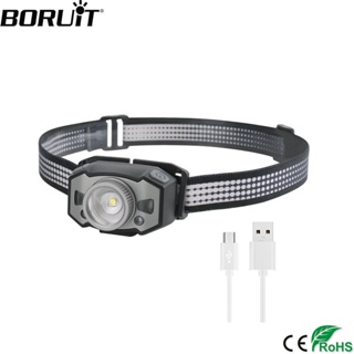 ของแท้ BORUiT B33-1 ไฟฉายสวมศีรษะ LED IR เซนเซอร์ตรวจจับการเคลื่อนไหว ขนาดเล็ก ซูมได้ 5 โหมด ชาร์จไฟได้ สําหรับล่าสัตว์