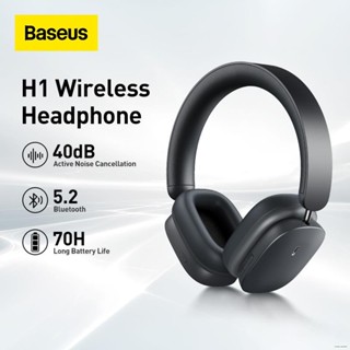 Baseus H1 Hybrid 40dB ANC หูฟังไร้สาย 4 ไมโครโฟน ENC หูฟังบลูทูธ 5.2 ไดรเวอร์ 40 มม. HiFi เหนือหูฟัง 70H Time