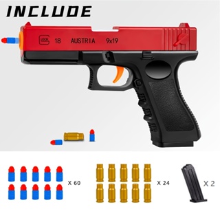 Toy gun with cartridge case and pull back action toy foam shock wave childrens educational toy model
