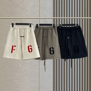 FOG Double Line ESSENTIALS Flocking FG Drawstring Shorts High Street Casual Cropped Pants Loose Couple Style