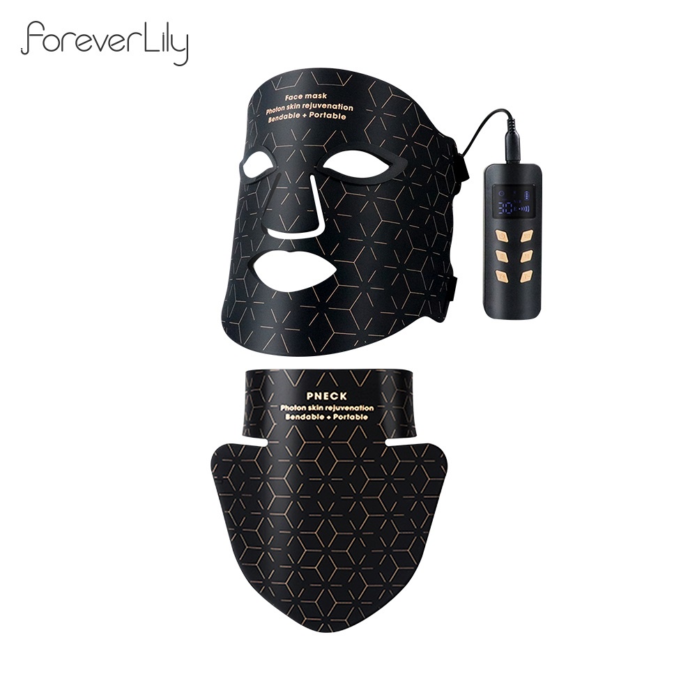 Foreverlily Light: มาส์กหน้า 240LEDs 4 ซิลิโคน LED 3D พร้อมคอ ดูแลผิวหน้า เครื่องมือความงาม ใกล้อินฟราเรด ฟื้นฟูผิว กระชับรูขุมขน เพื่อเพิ่มความหมองคล้ํา