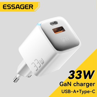 Essager Gan 33w ที่ชาร์จ Type C ชาร์จเร็ว พอร์ตคู่ usb A+C รองรับ PPS PD QC 3.0 เข้ากันได้กับโทรศัพท์มือถือ samsung AP