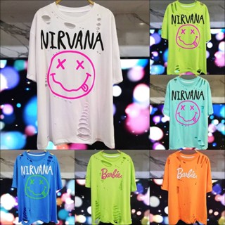 เสื้อขาด เสื้อโอเวอร์ไซส์ ลายสีสันสดใส ลายน่ารักๆ อก44" ยาว28" ผ้าคอตตอน