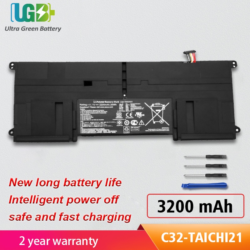 แบตเตอรี่ C32-TAICHI21เดิมสำหรับ Asus Ultrabook TAICHI21 TAICHI 21 C32-TAICHI21 CKSA332C1 11.1V 3200