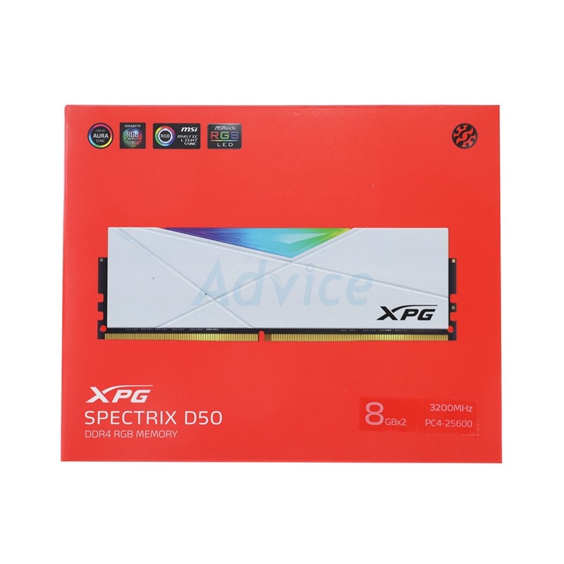 ADATA DDR4(3200)16GB (8GBX2) (SPECTRIX D50WhiteADT-U32008G16ADW50) - A0144884