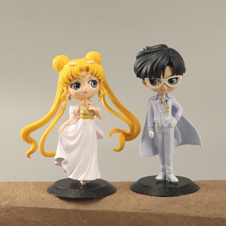 โมเดลฟิกเกอร์ PVC รูปการ์ตูนอนิเมะเซเลอร์มูน Chiba Mamoru Tsukino Usagi Q Version Kawaii สําหรับตกแต่งเค้ก จํานวน 1 ชิ้น