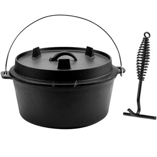 【จัดส่งภายใน 24 ชม】Cast Iron Camping Dutch Oven 9QT หม้อเหล็กหล่อแคมป์ปิ้ง Dutch Oven -9 Quart Pre-Seasoned Camping Cook