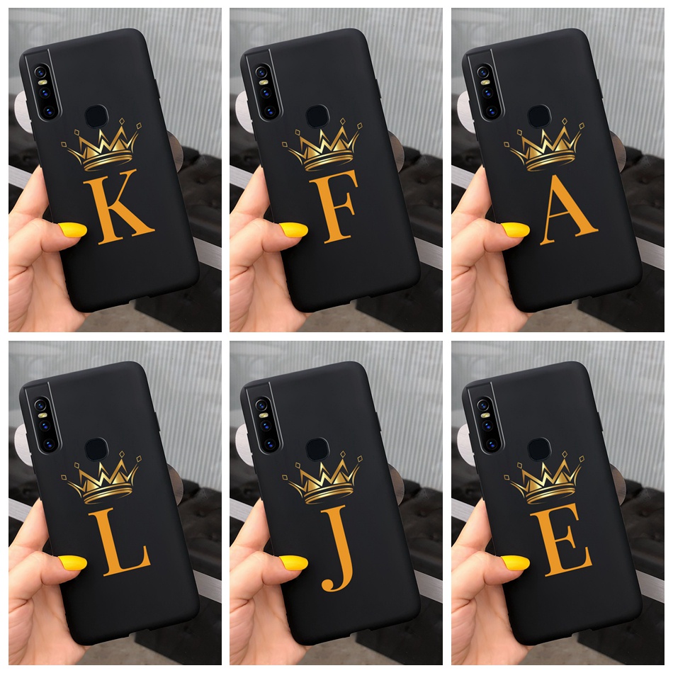 เคสซิลิโคนนิ่ม ลายมงกุฎ ตัวอักษร สีดํา สําหรับ Vivo V15 Pro 1818 1819 V 15 V15Pro
