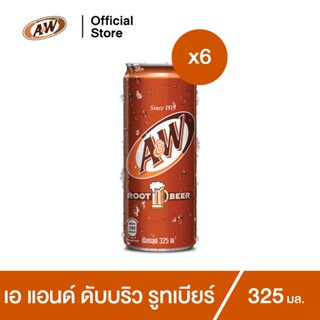 A&amp;W เอแอนด์ดับบลิวแคน น้ำอัดลม กลิ่น รูทเบียร์ 325มล. x6 กระป๋อง