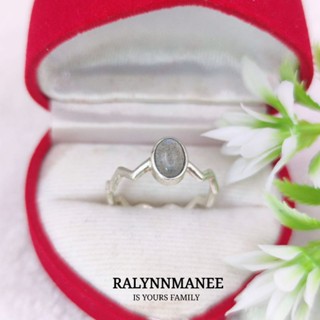 RA017แหวนพลอยลาบราดอไลต์แท้( Labradolite )ตัวเรือนเงินแท้925ชุบทองคำขาวมีไซส์52,53,55,56,57ไซส์อื่นค่าแก้ไซส์ 150 บาทค่ะ