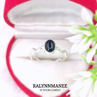 RA017 แหวนนิลแท้ ( Onyx ) ตัวเรือนเงินแท้ 925 ชุบทองคำขาว มีไซส์ 58 ไซส์อื่นมีค่าแก่ไซส์ 150 บาทค่ะ