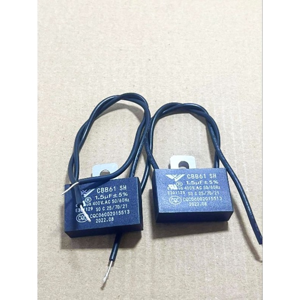 (แพ็ค2ตัว) คาปาซิเตอร์ คาปาพัดลม1.5 uf/400v สายสีดำ แค๊ปพัดลม CAP Hatari capacitor พัดลมฮาตาริ  capa