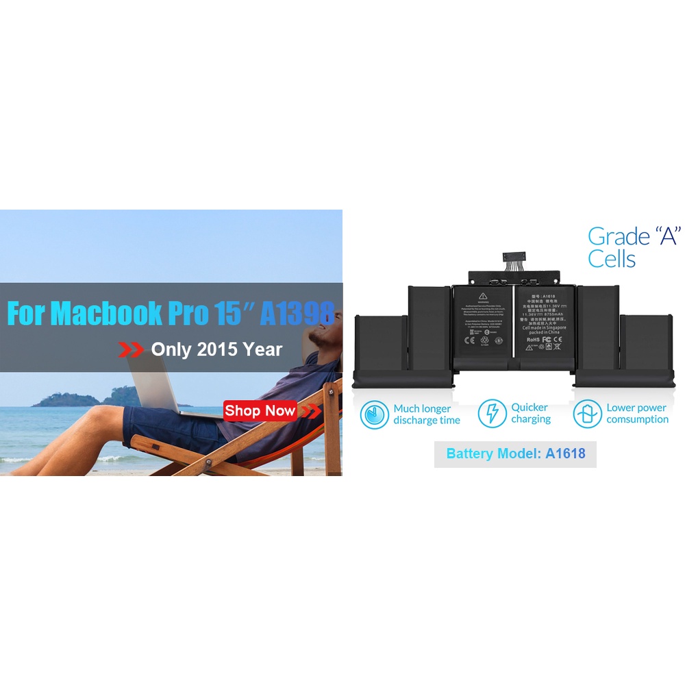 Coeknn 99Wh A1417แบตเตอรี่แล็ปท็อปสำหรับ Apple Macbook Pro 15นิ้ว A1398 (กลาง2012 Early 2013) Retina MC975LL/A MC976LL/A