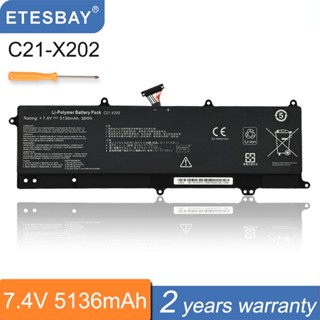 ETESBAY C21-X202 5136MAh แบตเตอรี่แล็ปท็อปสำหรับ ASUS VivoBook S200 S200E X201 X201E X202 X202E S200E-CT209H S200E-CT182