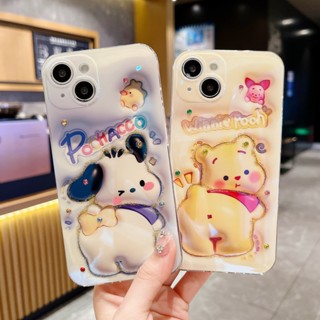 เคสโทรศัพท์มือถือ กันกระแทก ประดับลูกปัด ลายหมี 3d สําหรับ iPhone 14promax 12 11 ins 11 PRO 11 PRO MAX 12 bow 12 PR 12 PRO MAX