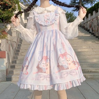 เดรสโลลิต้า [ตู้จำหน่ายโลลิต้า] ของแท้ดั้งเดิมตะกร้า meow lolita ชุดแขวน jsk นัดขายต่อ