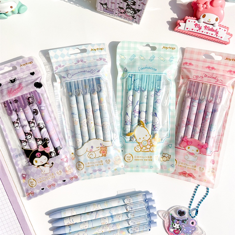 5 ชิ้น / ชุดการ์ตูน Sanrio เจลปากกาน่ารัก Kulomi Melody 0.5 มม. ปากกาหมึกสีดำอุปกรณ์เครื่องเขียนสำหรับนักเรียน