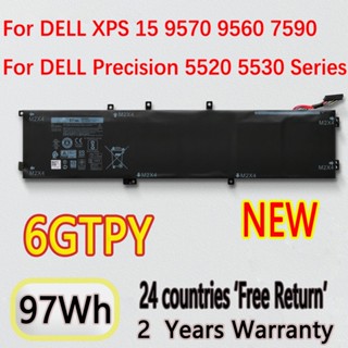 ใหม่11.4V 97WH 6GTPY 05041C 5XJ28แบตเตอรี่แล็ปท็อปสำหรับ DELL Precision XPS 15 9570 9560 7590 5520 5530 5D91C P83F001 P5