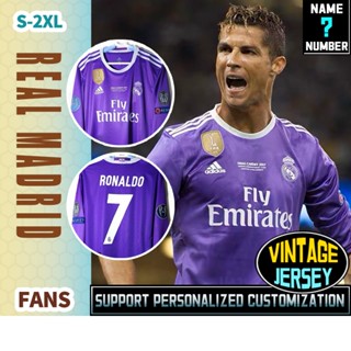 เสื้อเชิ้ตฟุตบอล Real Madrid 16-17 แขนสั้น สไตล์วินเทจ ไซซ์ S-2XL