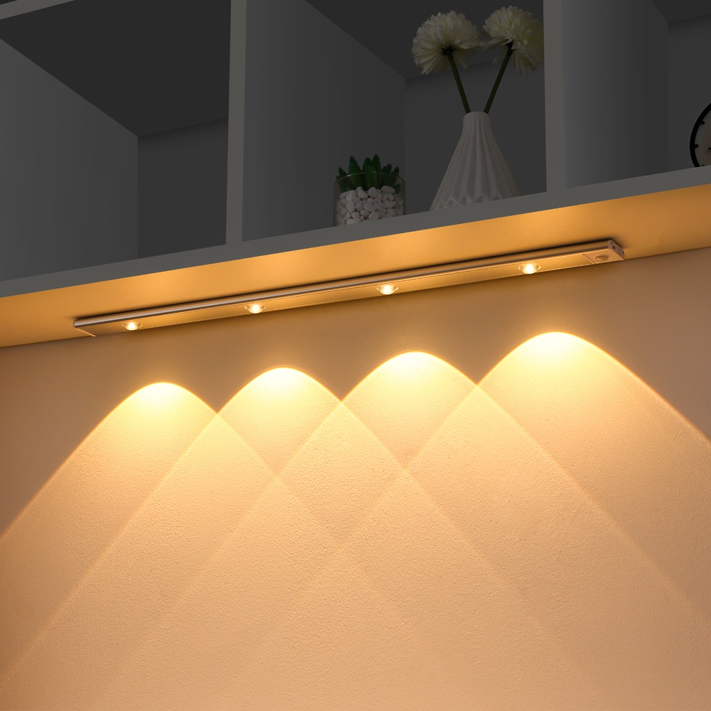 120 ซม. 3 สี Rechargable Smart Motion Sensor Cateye LED Night Light Strip ห้องนอนตู้เสื้อผ้าไฟ