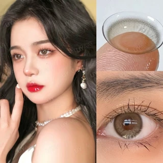 {เกรด -0.00~-6.00} UYAAI คอนแทคเลนส์ สีน้ําตาลธรรมชาติ 14.0 มม. 2 ชิ้น ต่อคู่