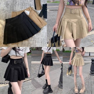 Pleated skirt กระโปรงสั้น แฟชั่น Y2K ซับในกางเกงมาพร้อมเข็มขัด น่ารักมากกกก