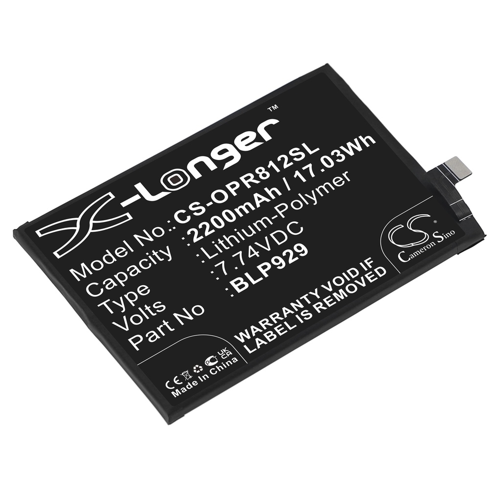 CS Mobile SmartPhone แบตเตอรี่สำหรับ OPPO Reno8 Pro PFZM10เหมาะกับ BLP929 2200MAh/17.03Wh Li-Polymer
