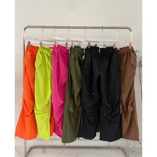 พร้อมส่ง Nylon Cargo Trouser กางเกงคาโก้ผ้าไนล่อนเนื้อเบาใส่สบายรุ่นนี้ใส่สวย เเบบเชือกผูกตามไซร้เอว งานนำเข้าจาก