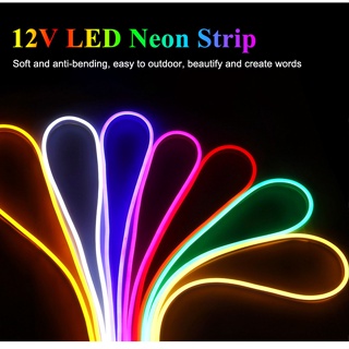 Xnbada สายไฟนีออน LED DC 12V IP67 กันน้ํา สีชมพู สีฟ้า สีส้ม สีขาว สีแดง สีเขียว 5 เมตร