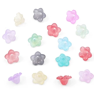 [12X7 มม.] ลูกปัดอะคริลิคใส ลายดอกไม้ สองสี สําหรับทําเครื่องประดับ สร้อยคอ DIY 100 ชิ้น