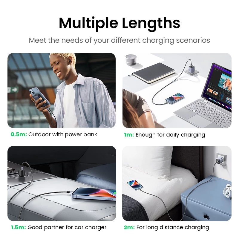 Ugreen 1M 20W PD Fast Charging USB Type C สายเคเบิลข้อมูลสําหรับ iPhone 14/14 Pro/Pro Max X XS XR 8 สําหรับ Macbook iPhone 14 Pro/Pro Max thumbnail 8
